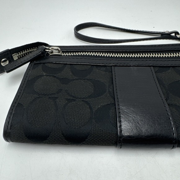 Coach Signature Accordion Zip Wallet Wristlet Black - Picture 7 of 9